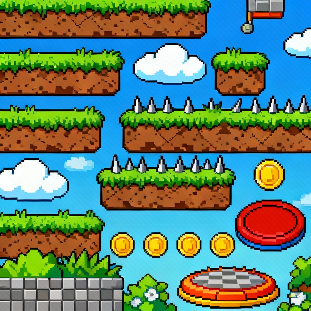AI 48x48 platformer tiles and props