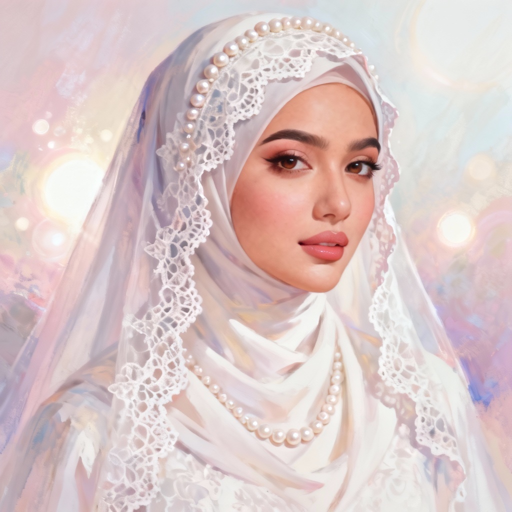AI bridal hijab digital painting