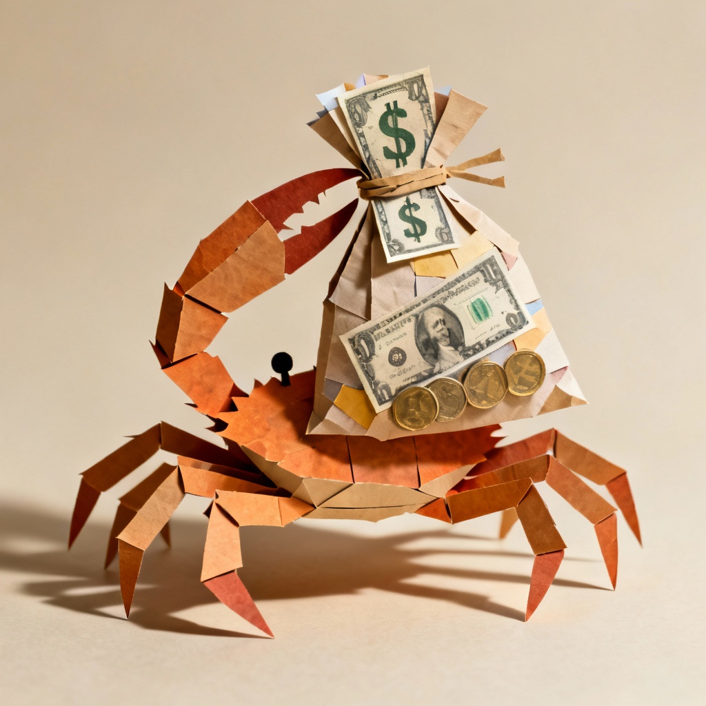AI Mr. Krabs papercraft money collage