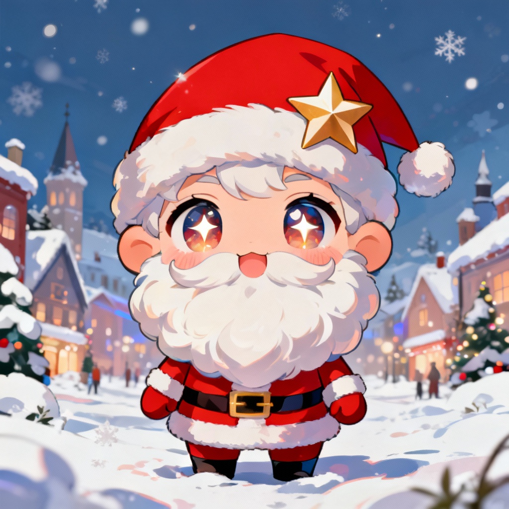 AI anime chibi Santa illustration