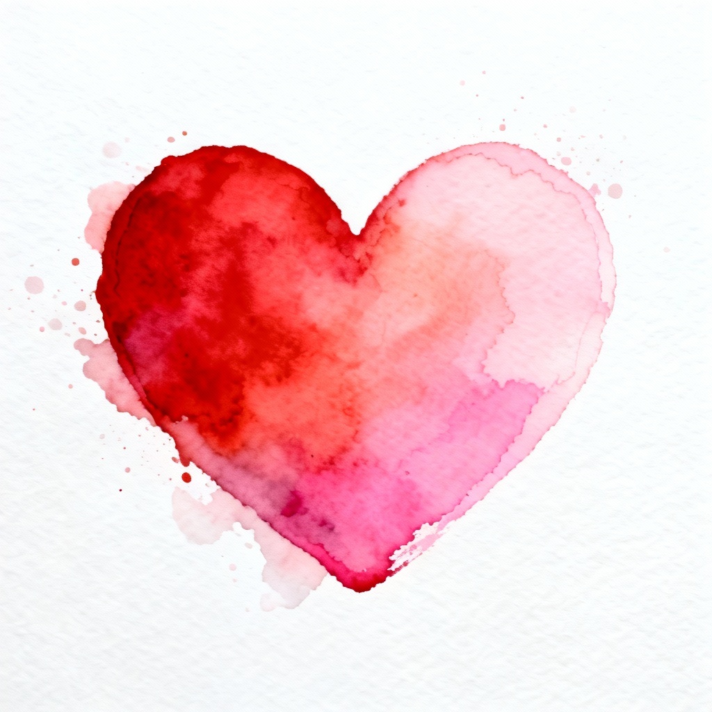 AI watercolor heart with soft paper texture