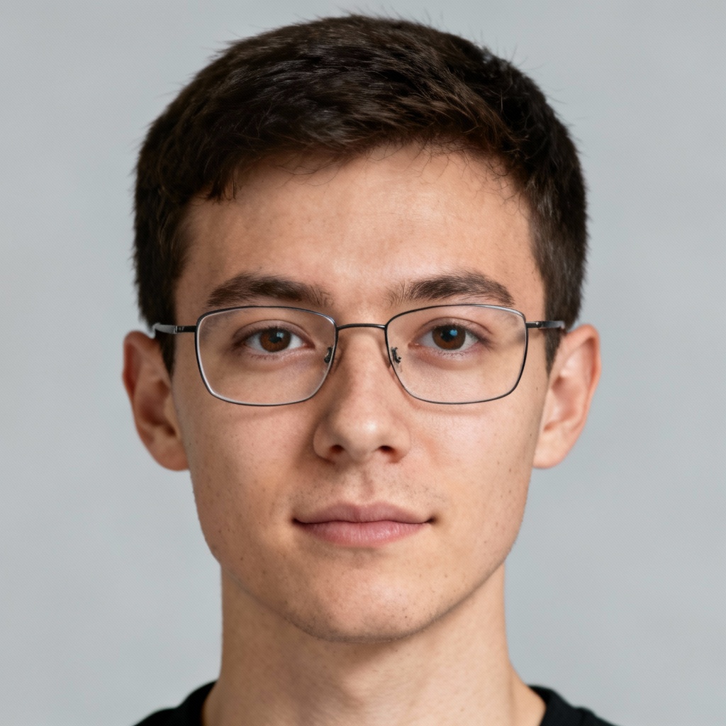 AI UK passport photo example, 35x45 mm, light grey background