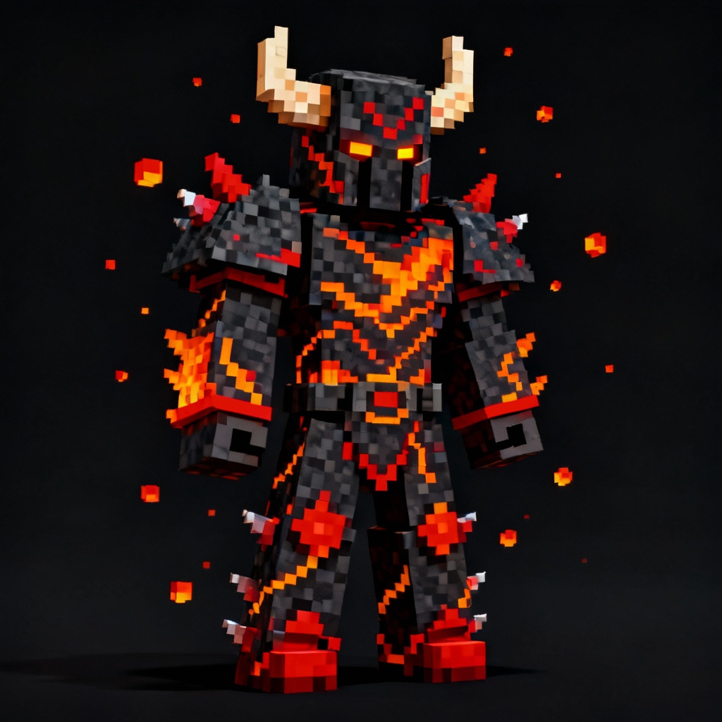 AI Minecraft Skin Nether Lava Warrior