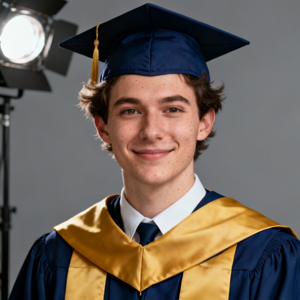 AI professional graduation headshot for LinkedIn