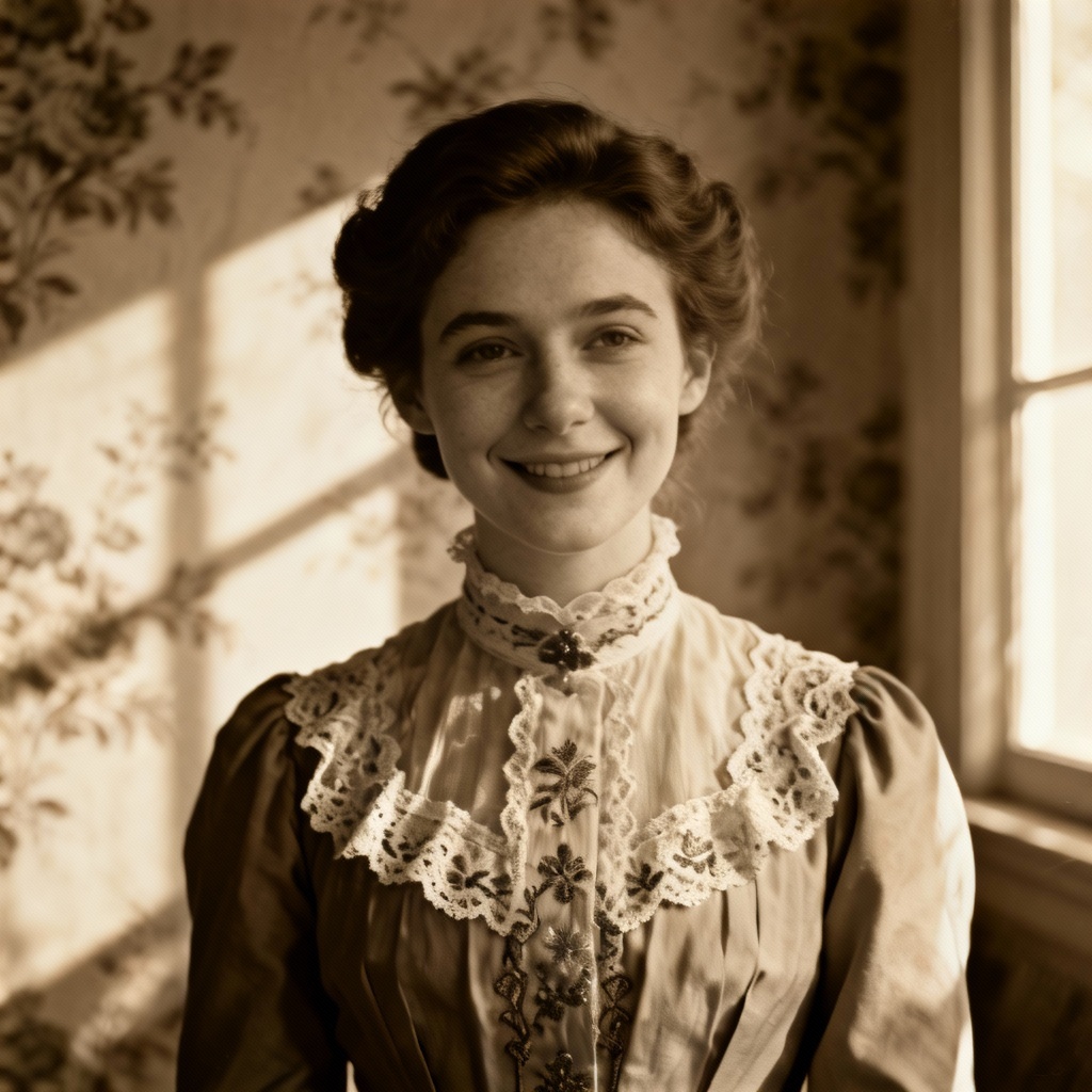 AI Vintage Mona Lisa as early 1900s sepia photograph