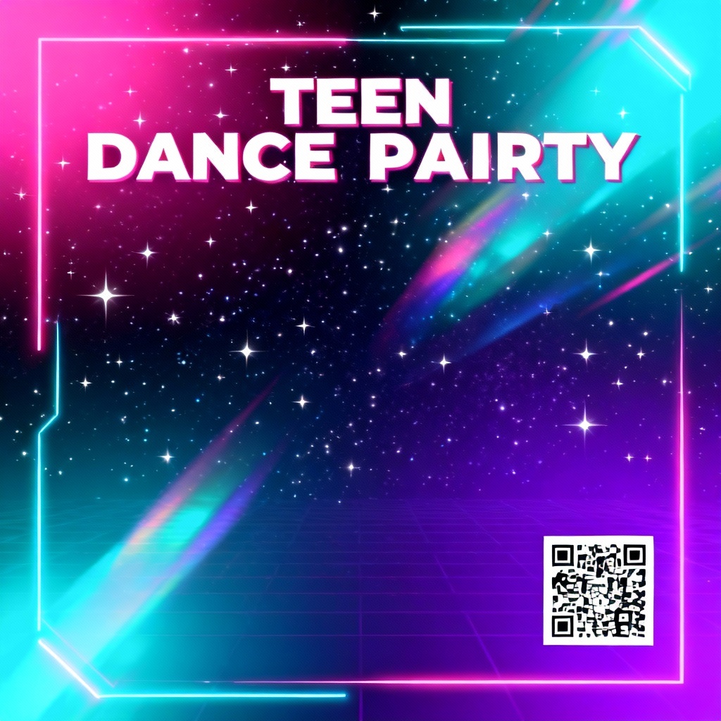 AI Space Neon Teen Birthday Invitation