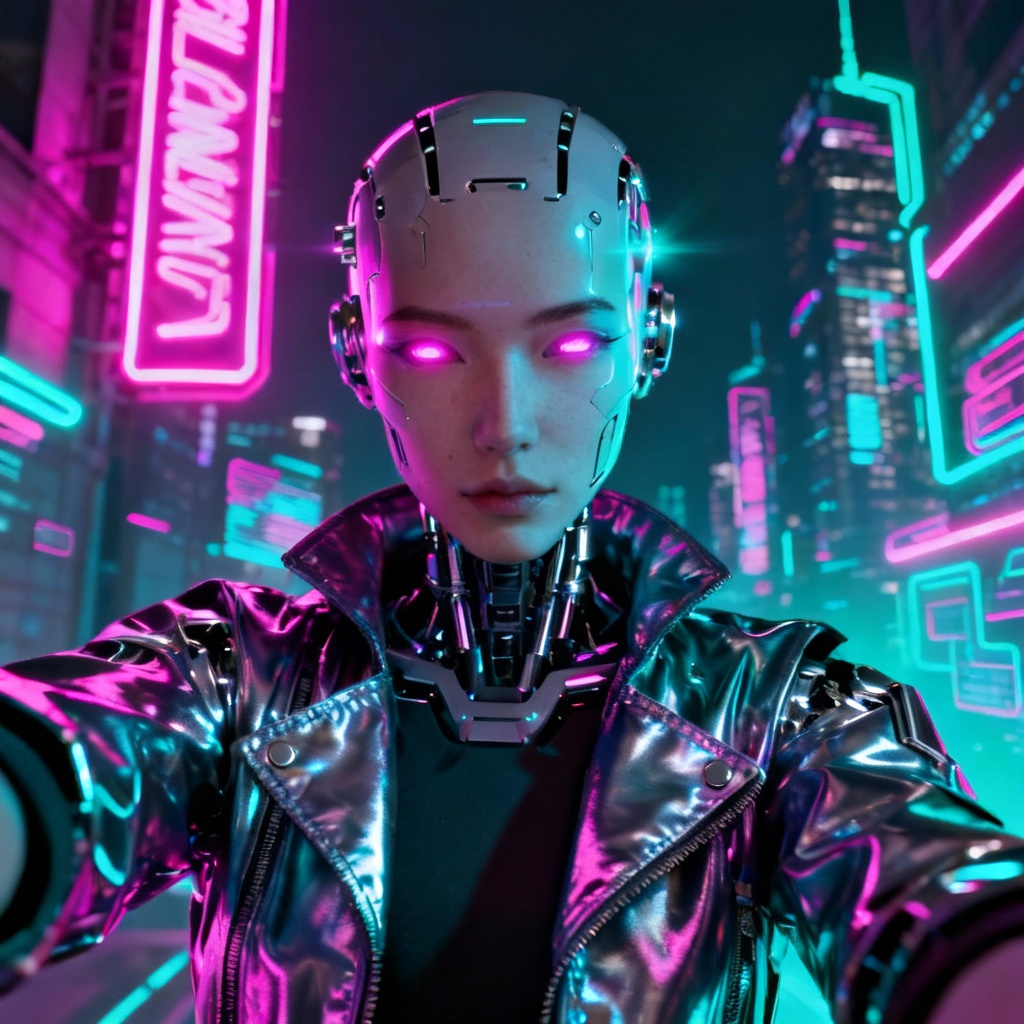 AI cyberpunk neon selfie