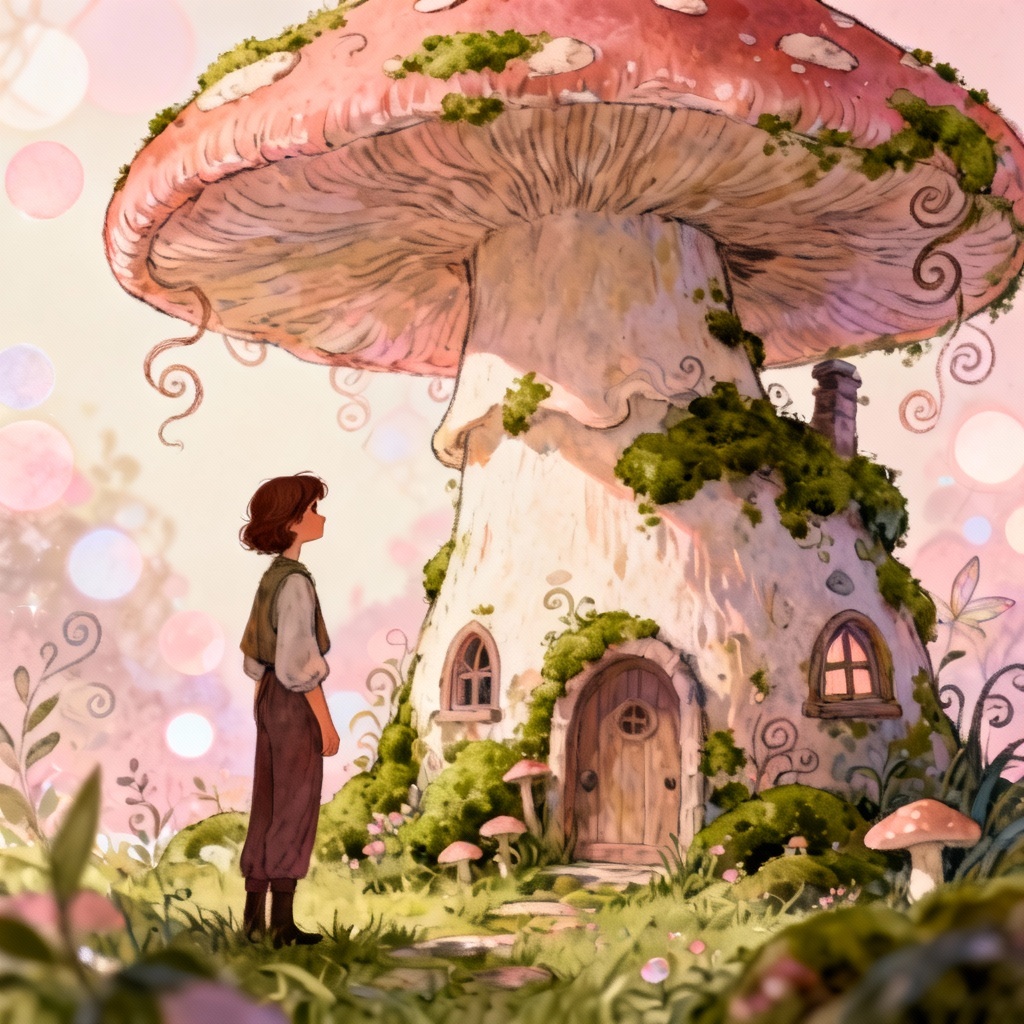 AI Whimsical Mushroom Cottage Portrait