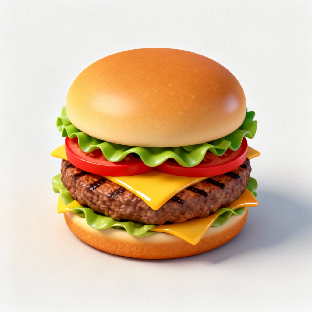 AI 3D isometric burger icon with clean shading