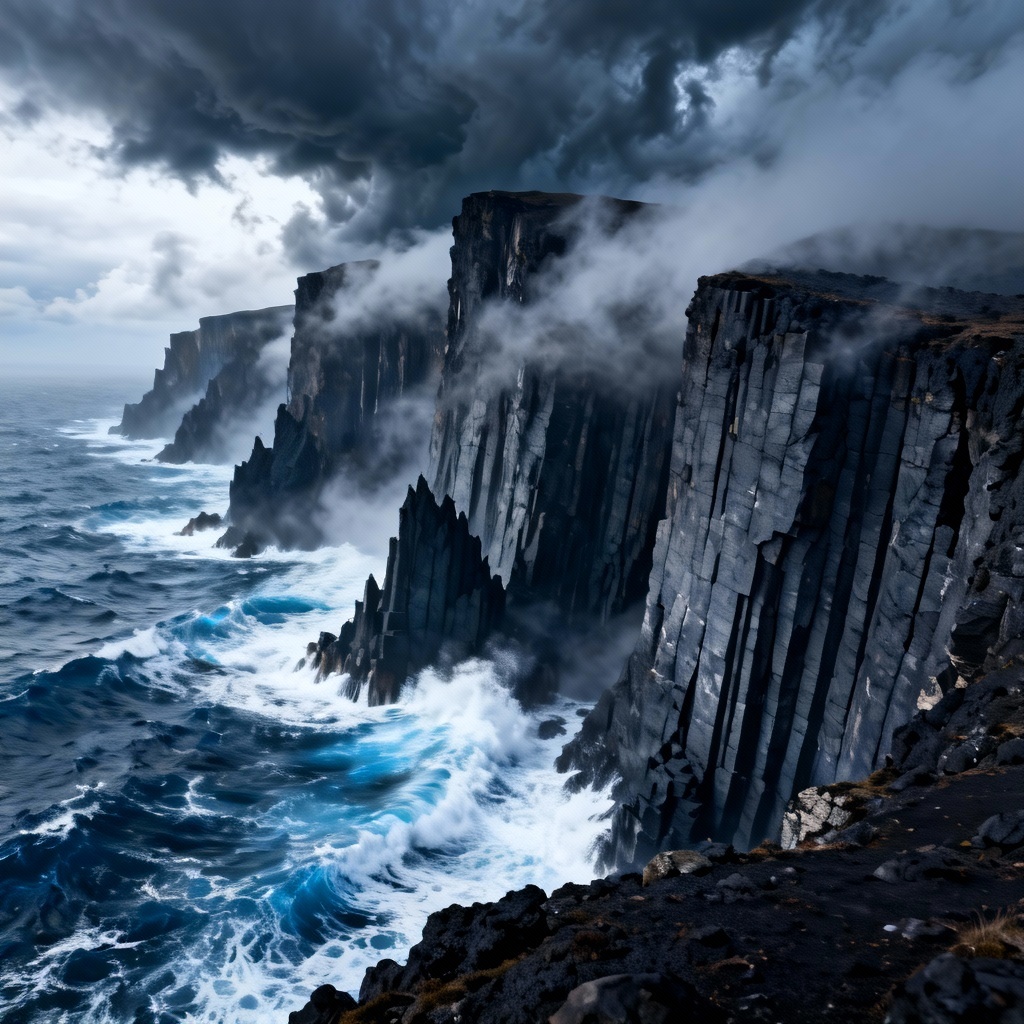 AI Stormy Sea Cliffs
