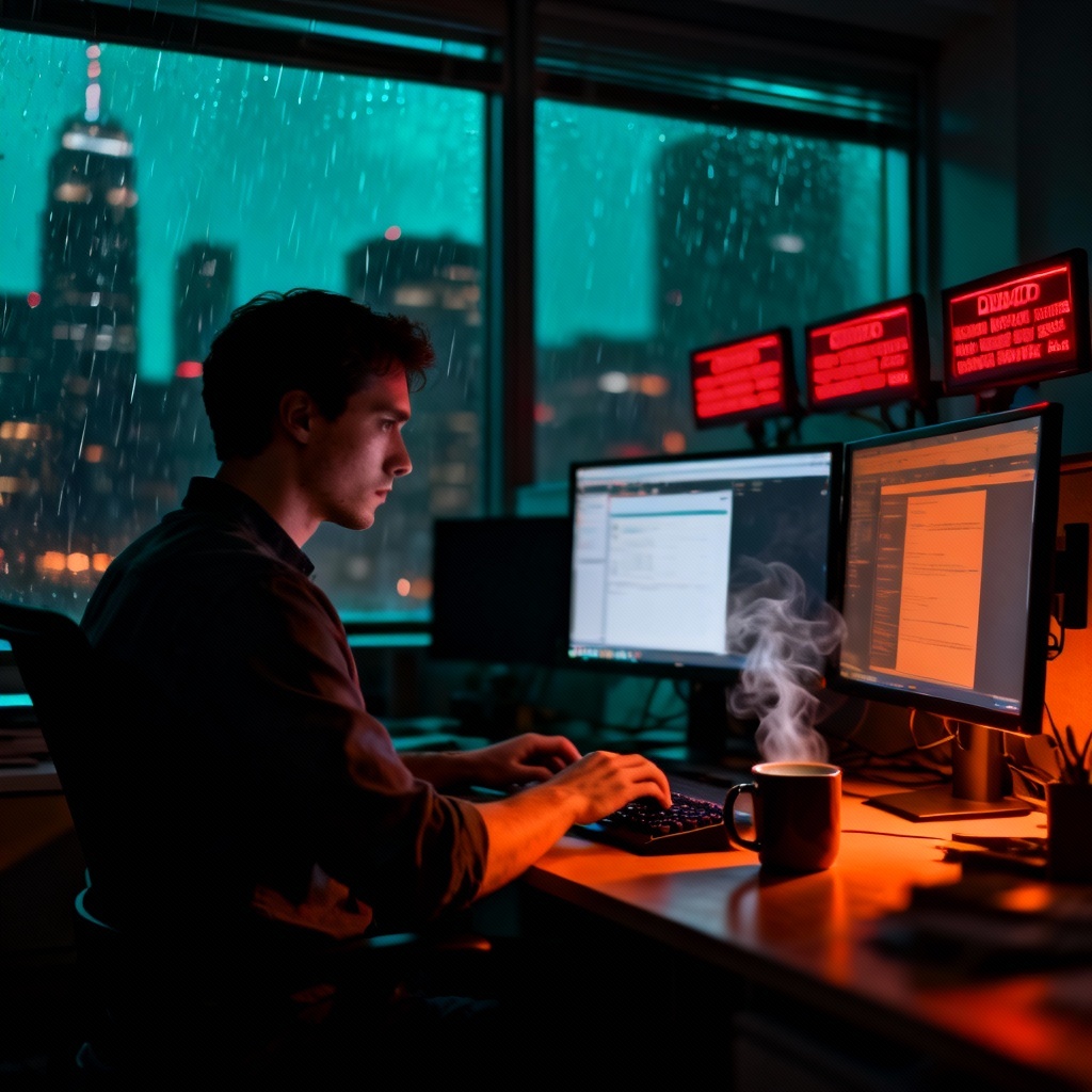 AI office deadline pressure scene