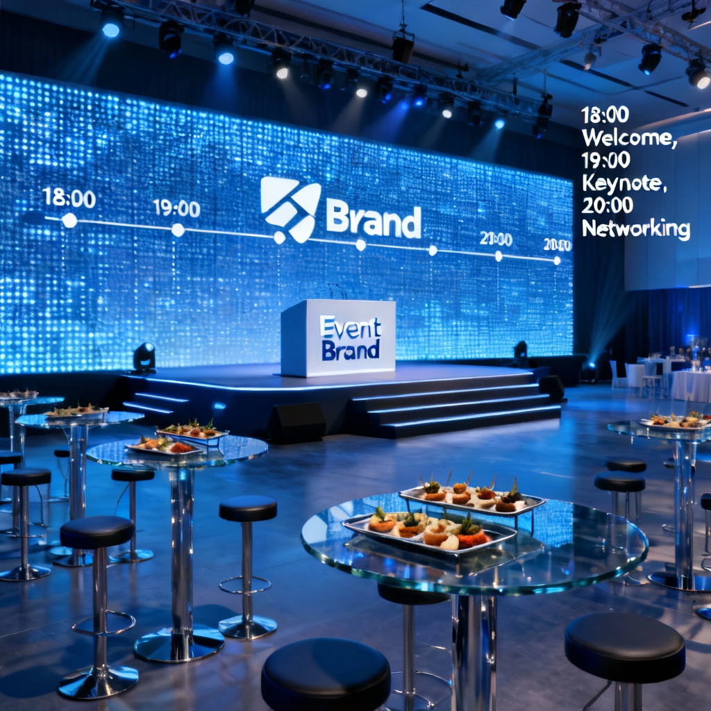 AI corporate evening product launch with run of show