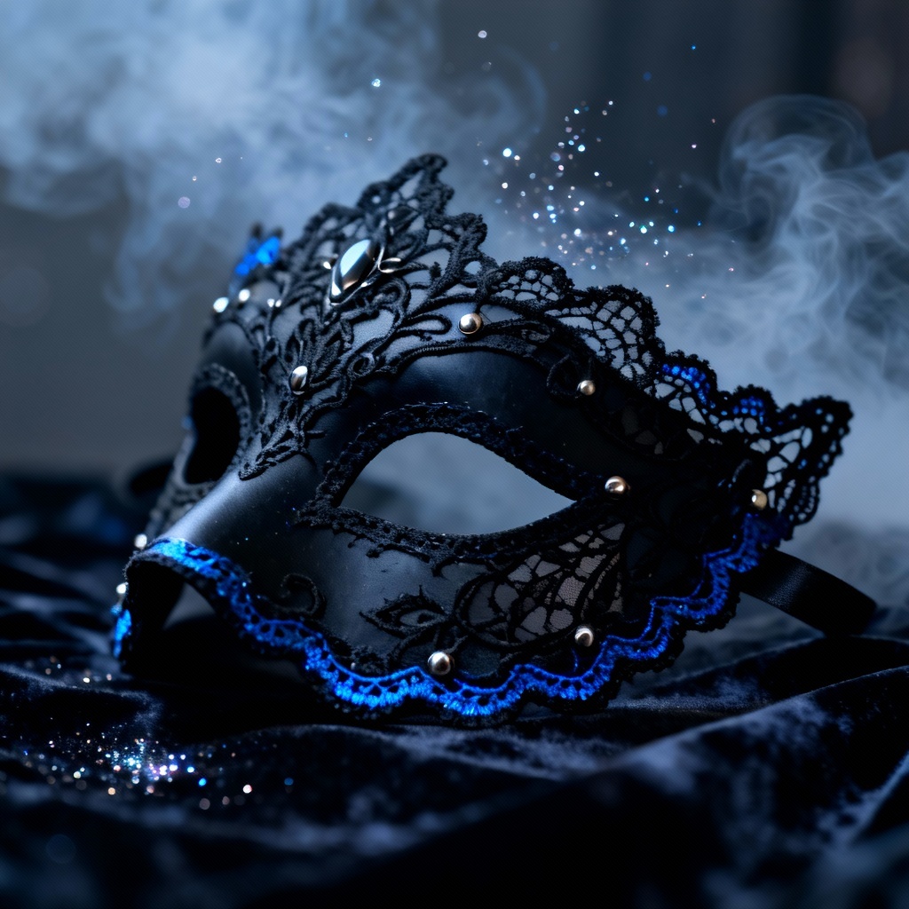 AI black lace phantom half mask