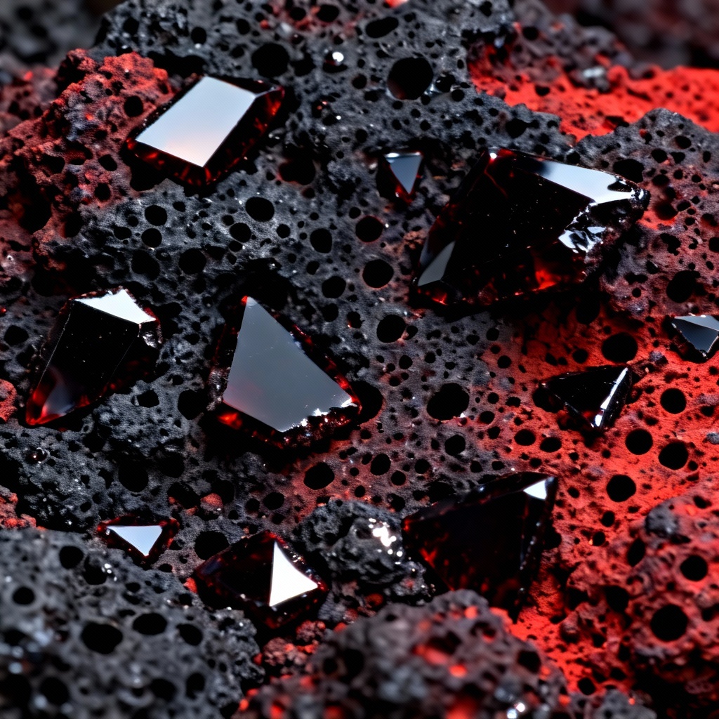 AI lava rock with obsidian fragments