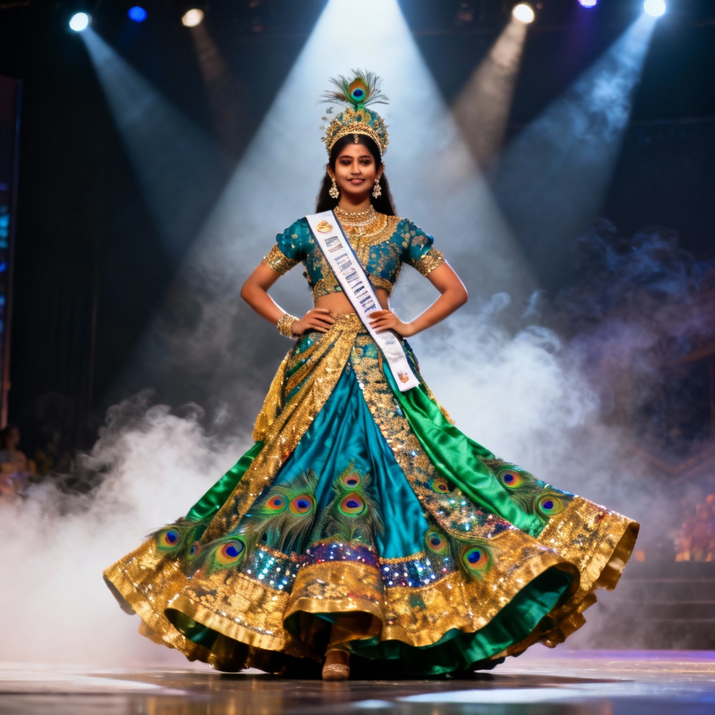 AI Miss India national costume on stage