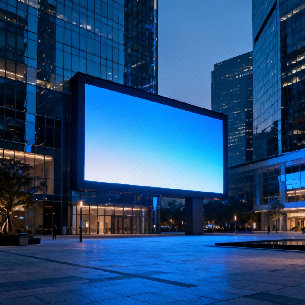 AI digital LED billboard in modern urban plaza