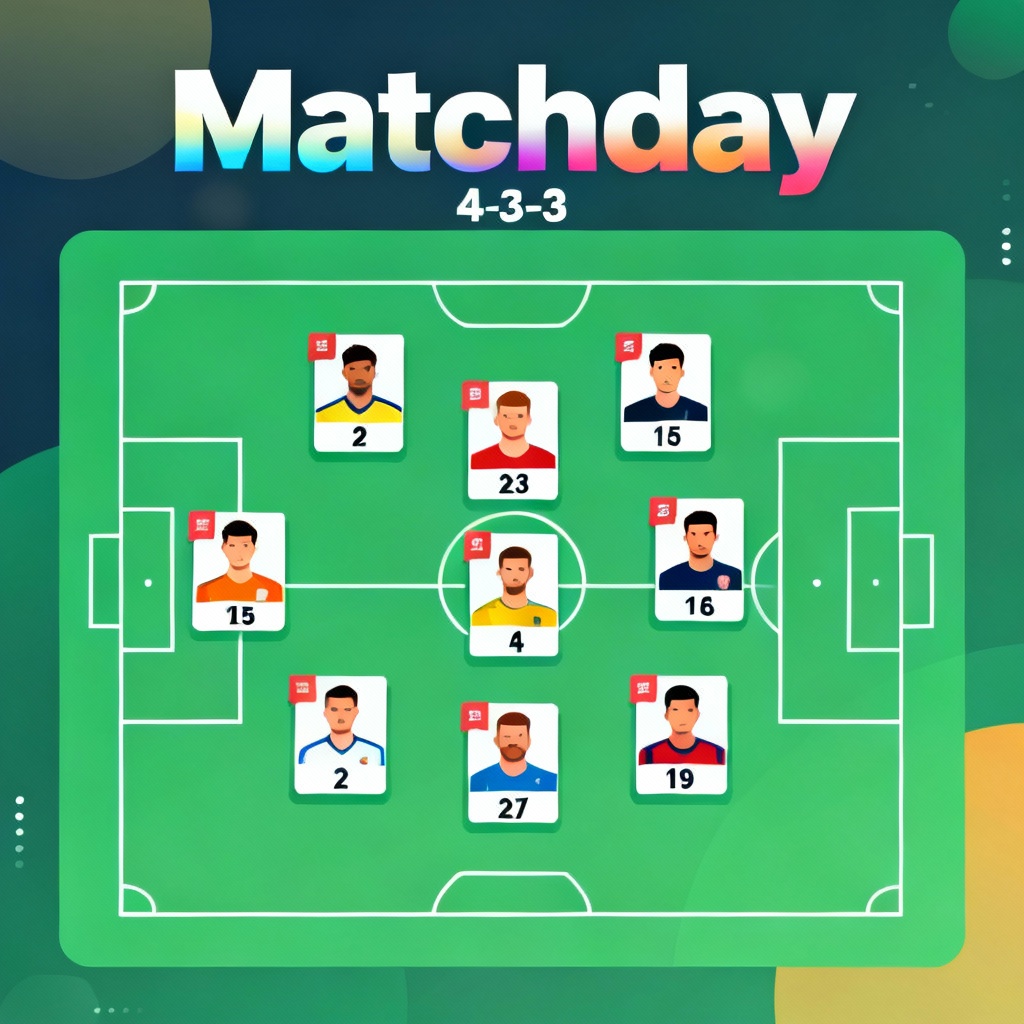 AI 4-3-3 football lineup graphic with player cards