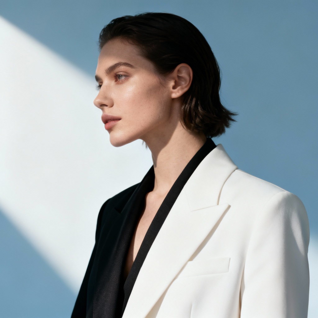 Fashion editorial model in side pose