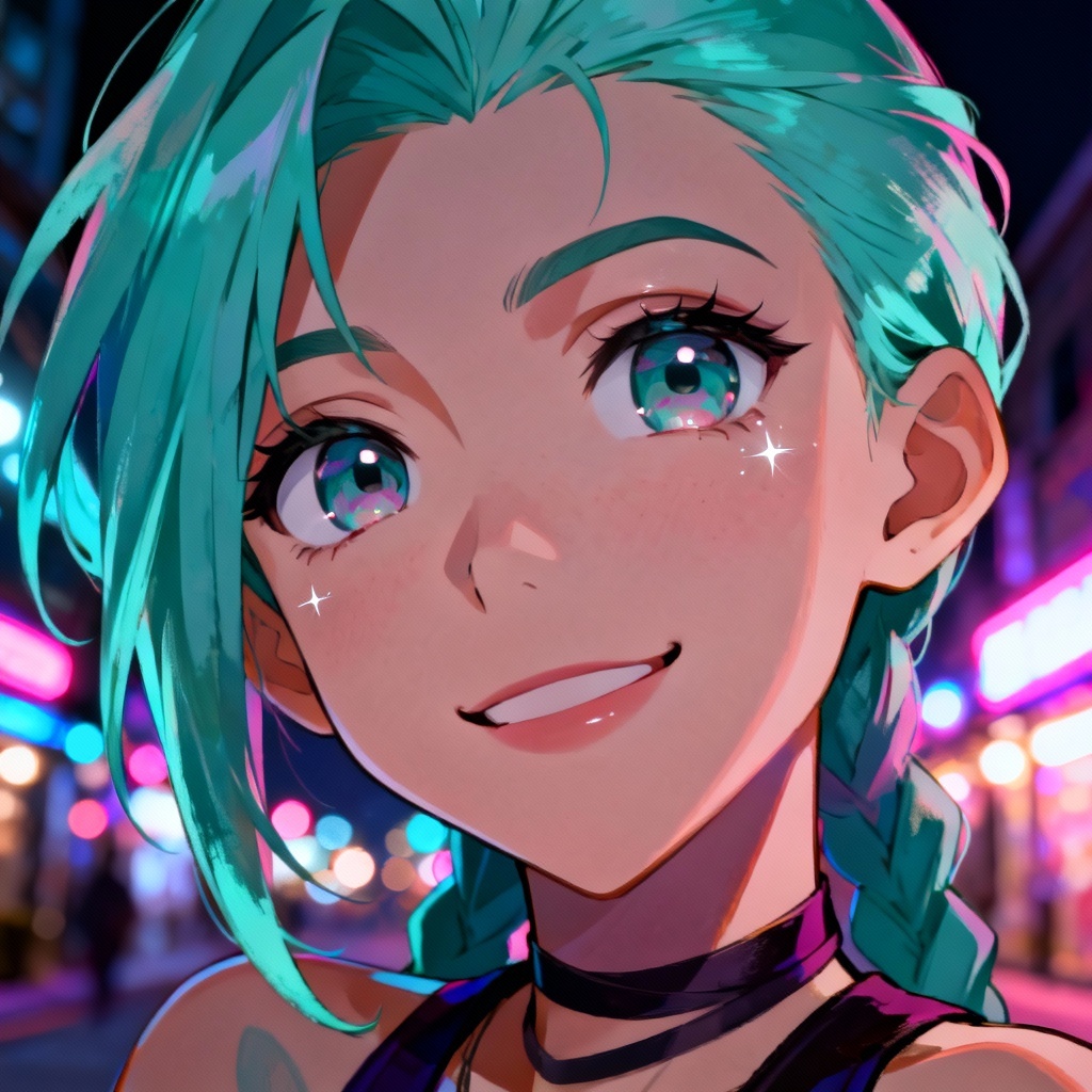 AI anime portrait of neon street heroine