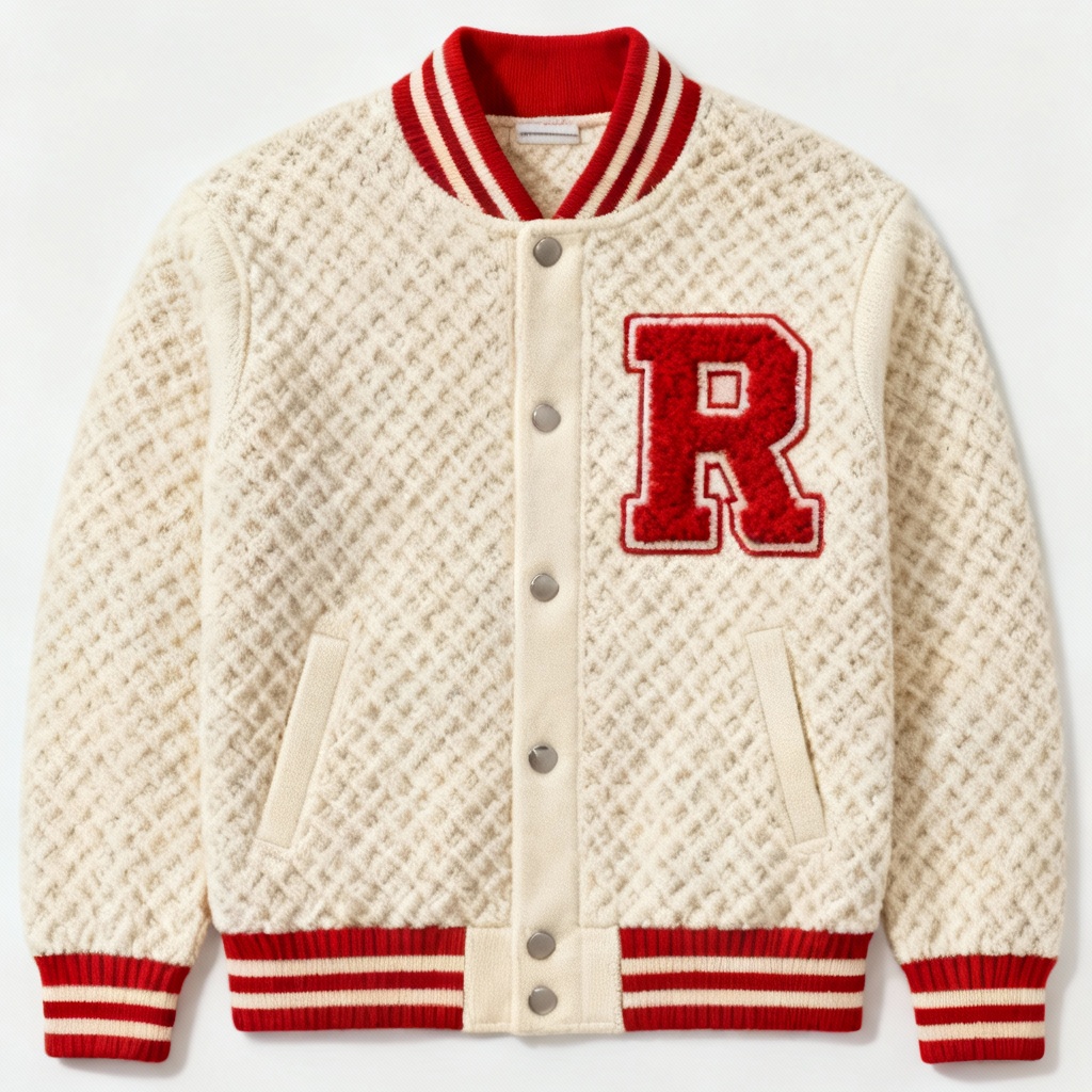 AI varsity letter jacquard knitted jacket