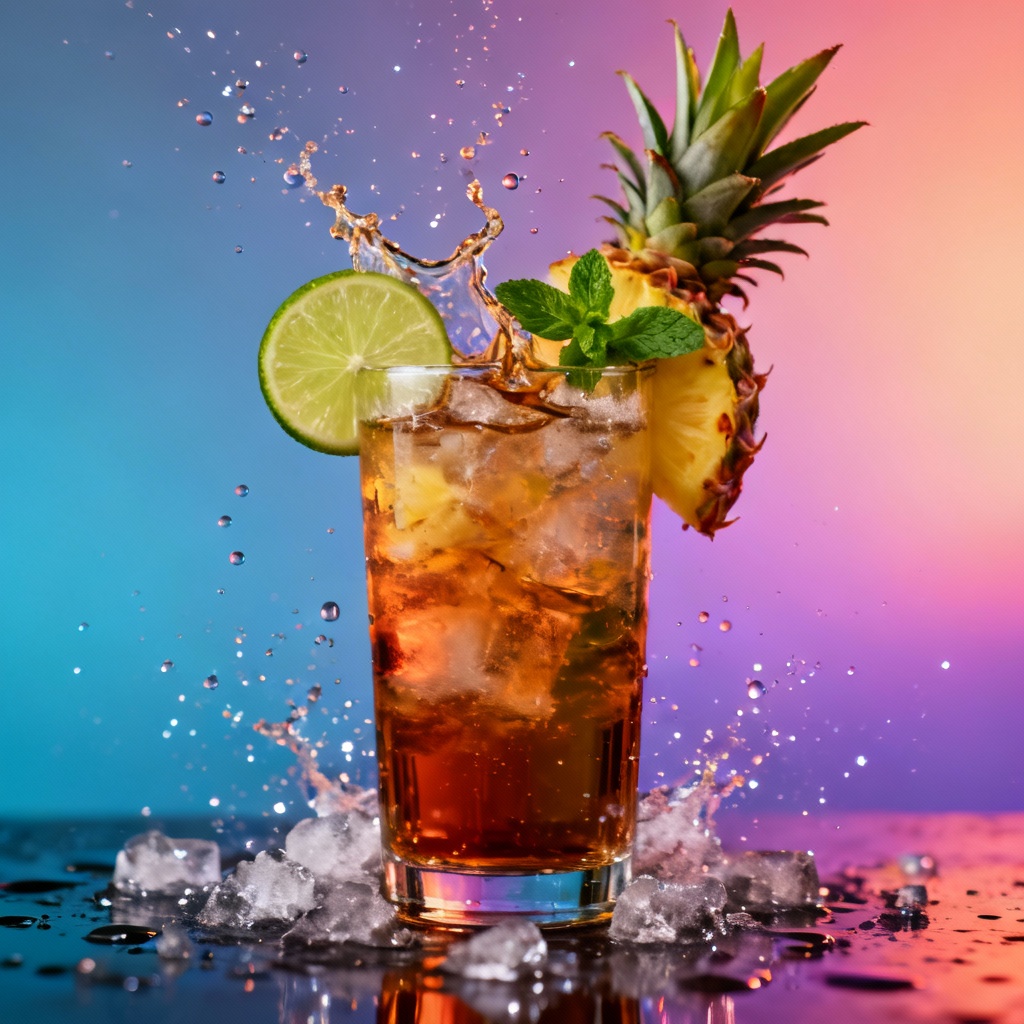 AI cocktail splash with citrus and mint