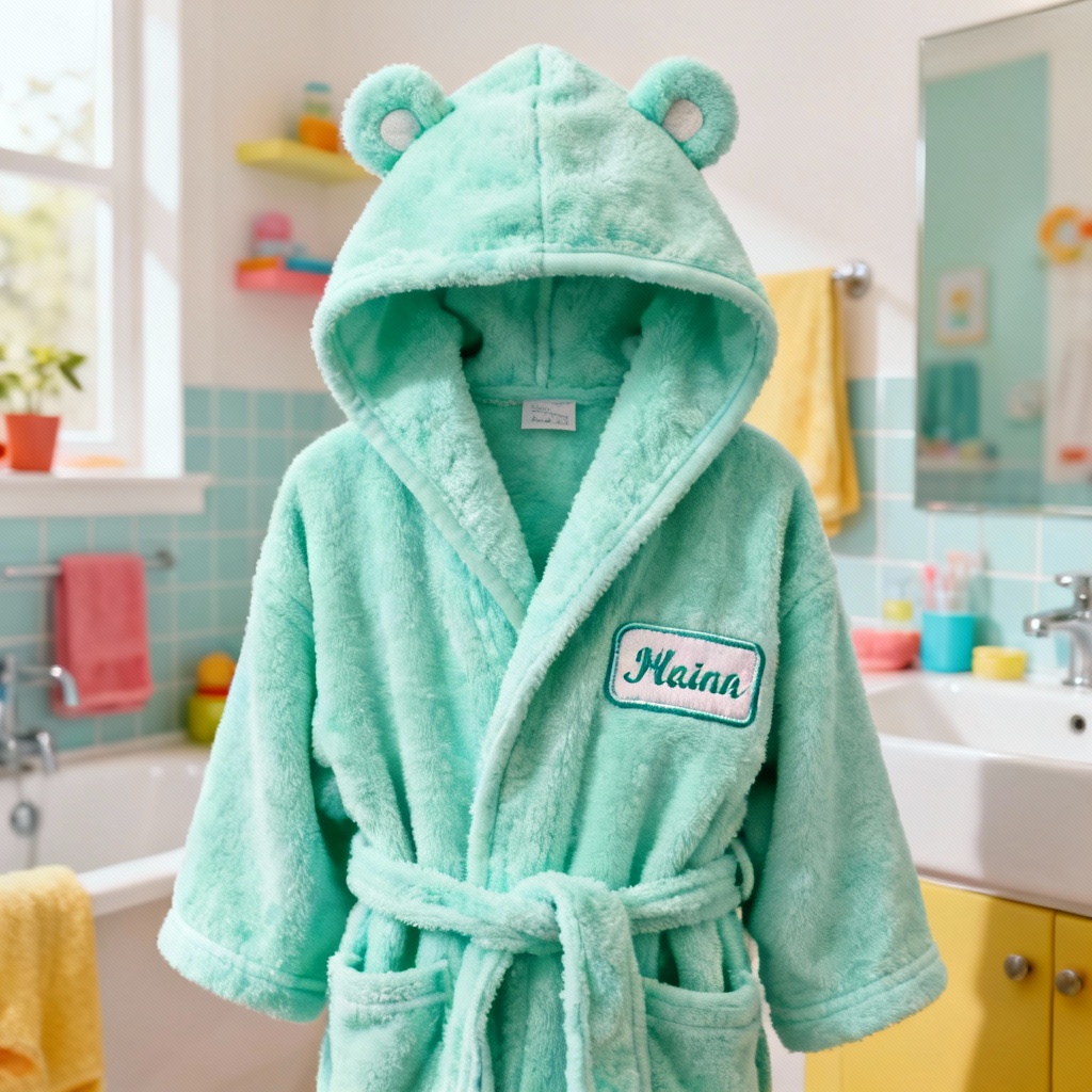 AI Kids Hooded Towel Robe with Animal Ears