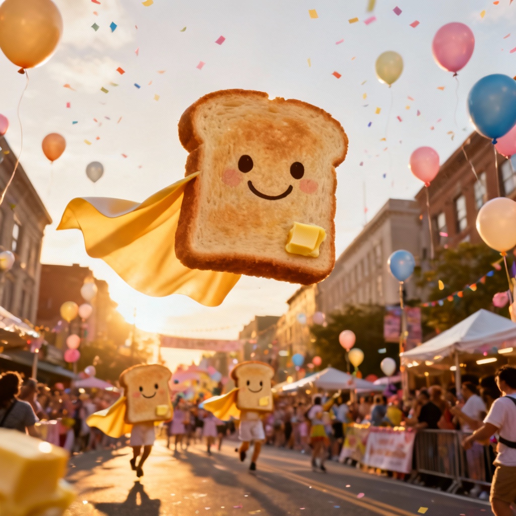 AI funny floating toast parade photo