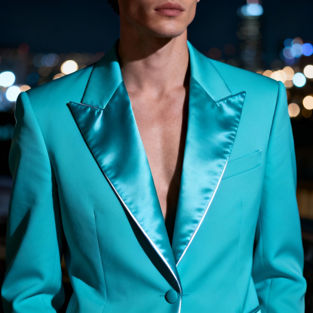 AI neon cyan nightlife blazer look