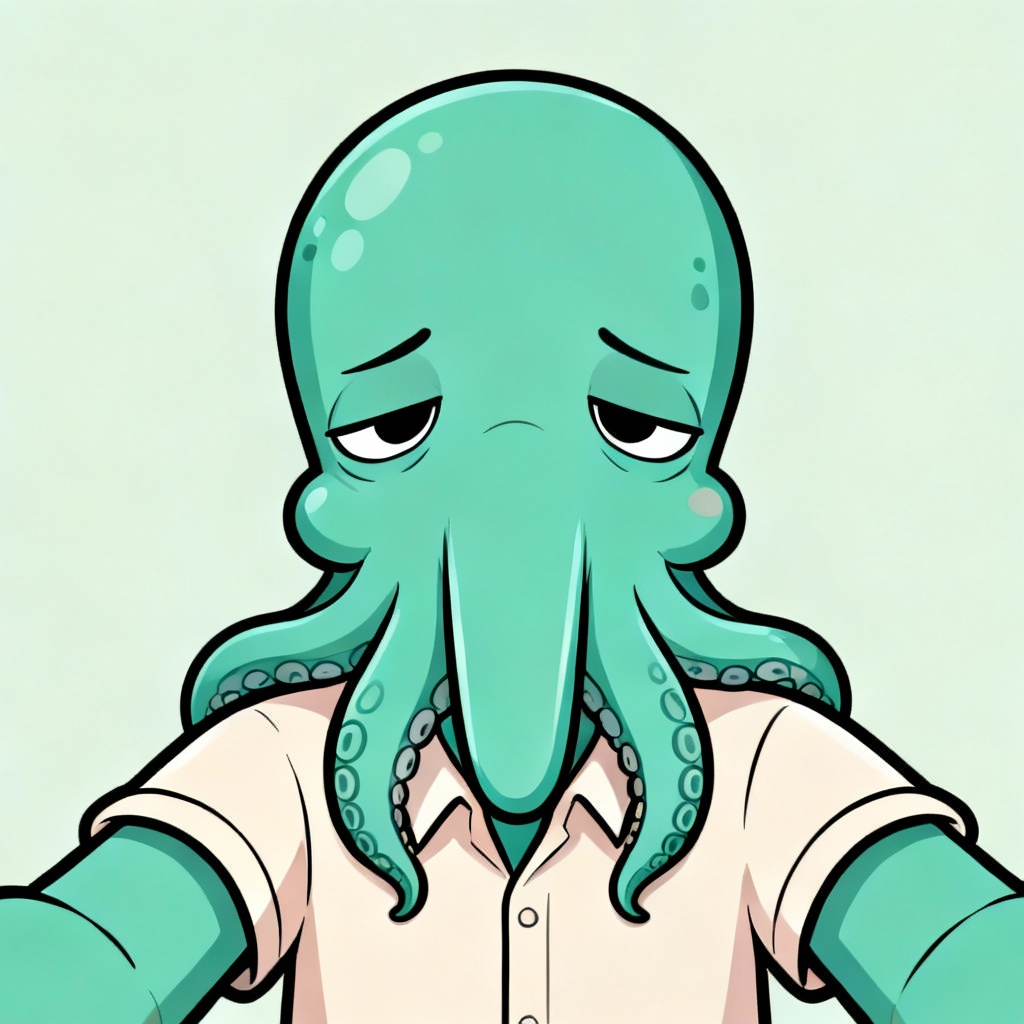 AI Squidward filter selfie in cartoon squid style