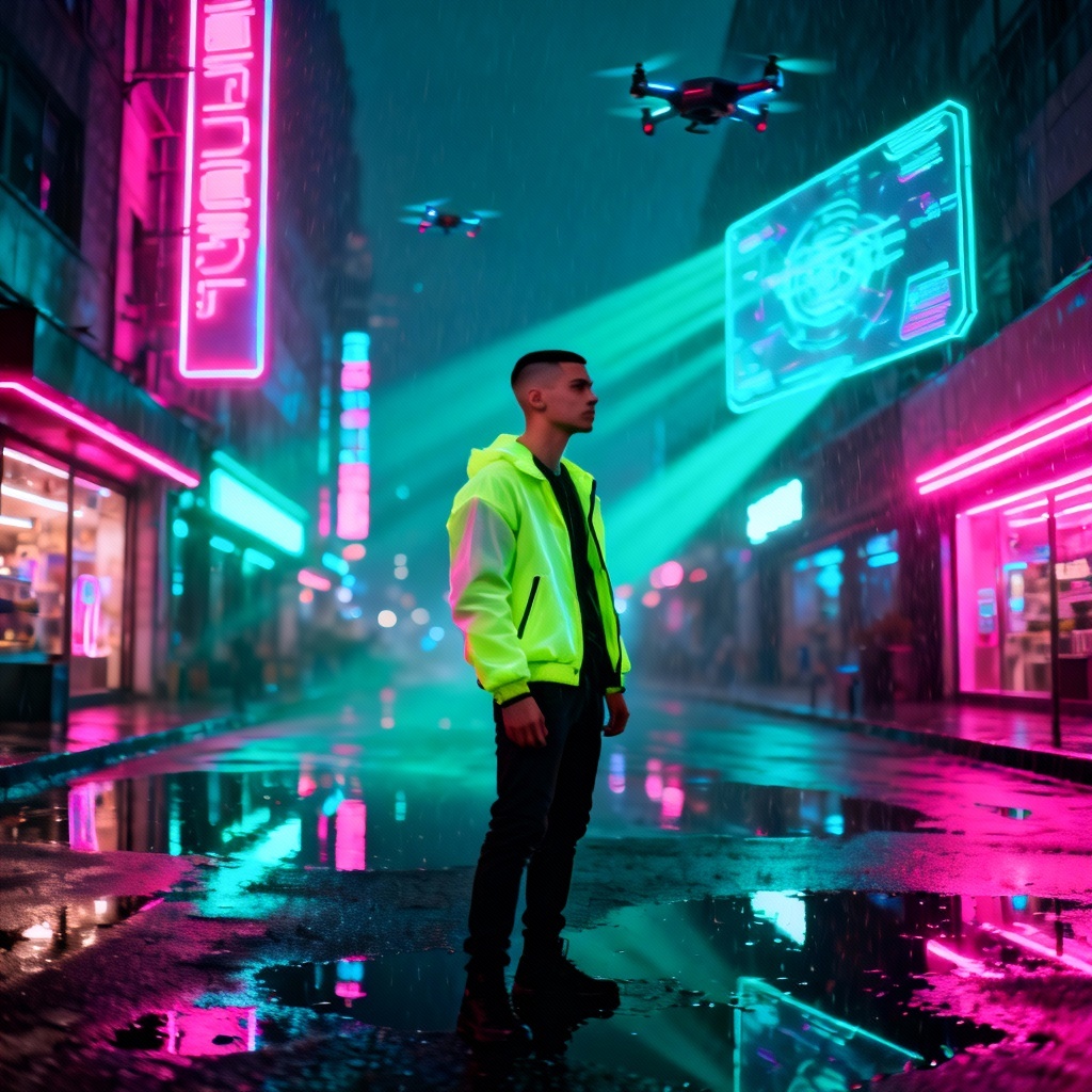 AI Cyberpunk Neon Boyfriend Scene
