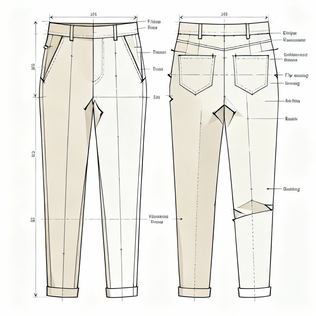 AI high-waist trousers pattern with darts and tapered leg