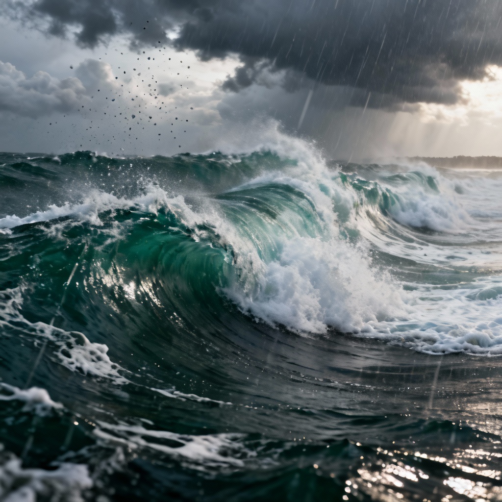 AI realistic stormy sea waves