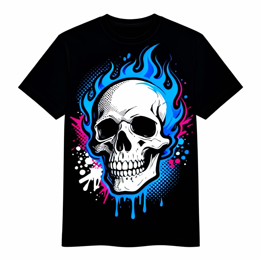 AI-generated bold streetwear t-shirt front graphic mockup