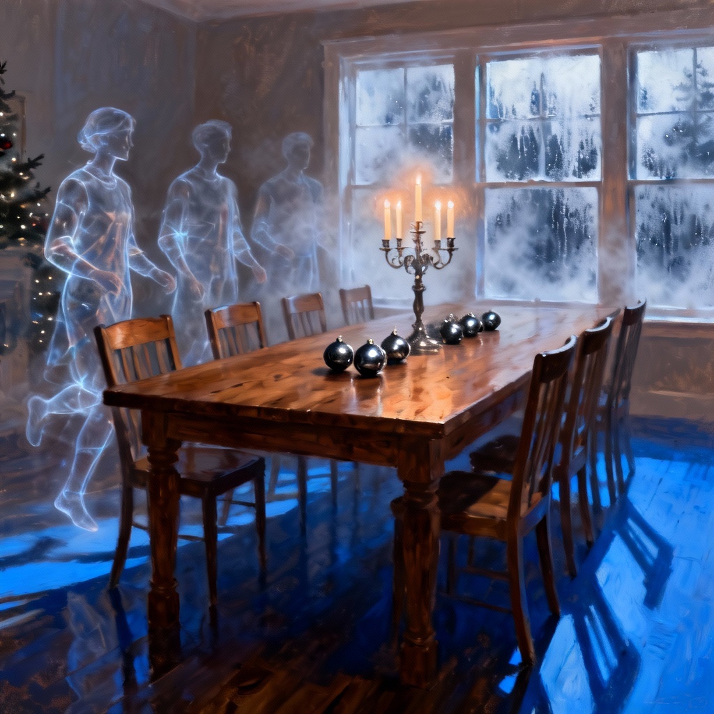AI dark Christmas ghost dinner in Victorian style