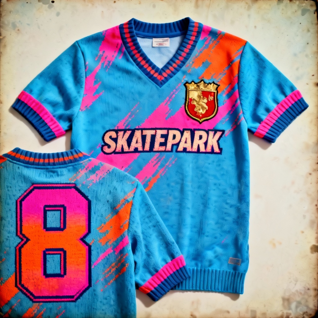 AI retro 90s throwback soccer jersey with brushstrokes