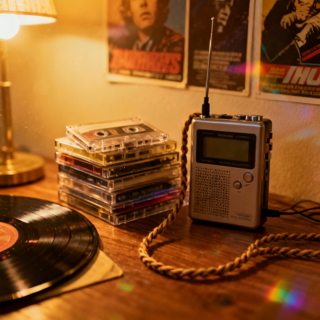 AI vintage cassette lofi corner
