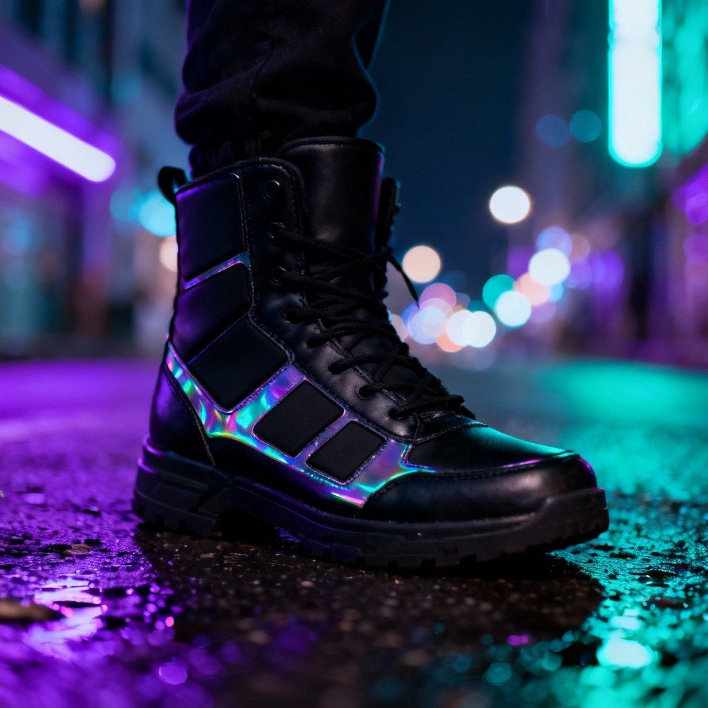 AI cyberpunk street boot with neon lights
