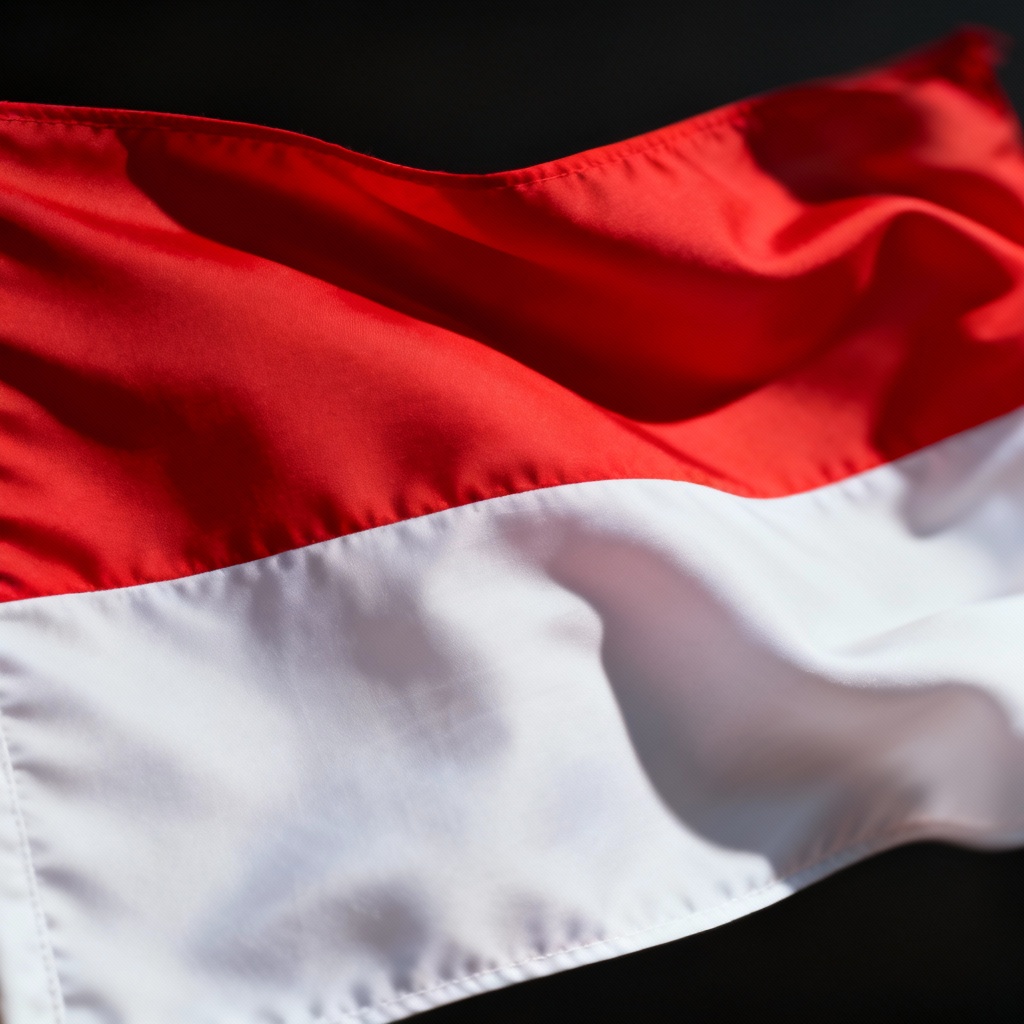 AI close-up Indonesian flag fabric wave