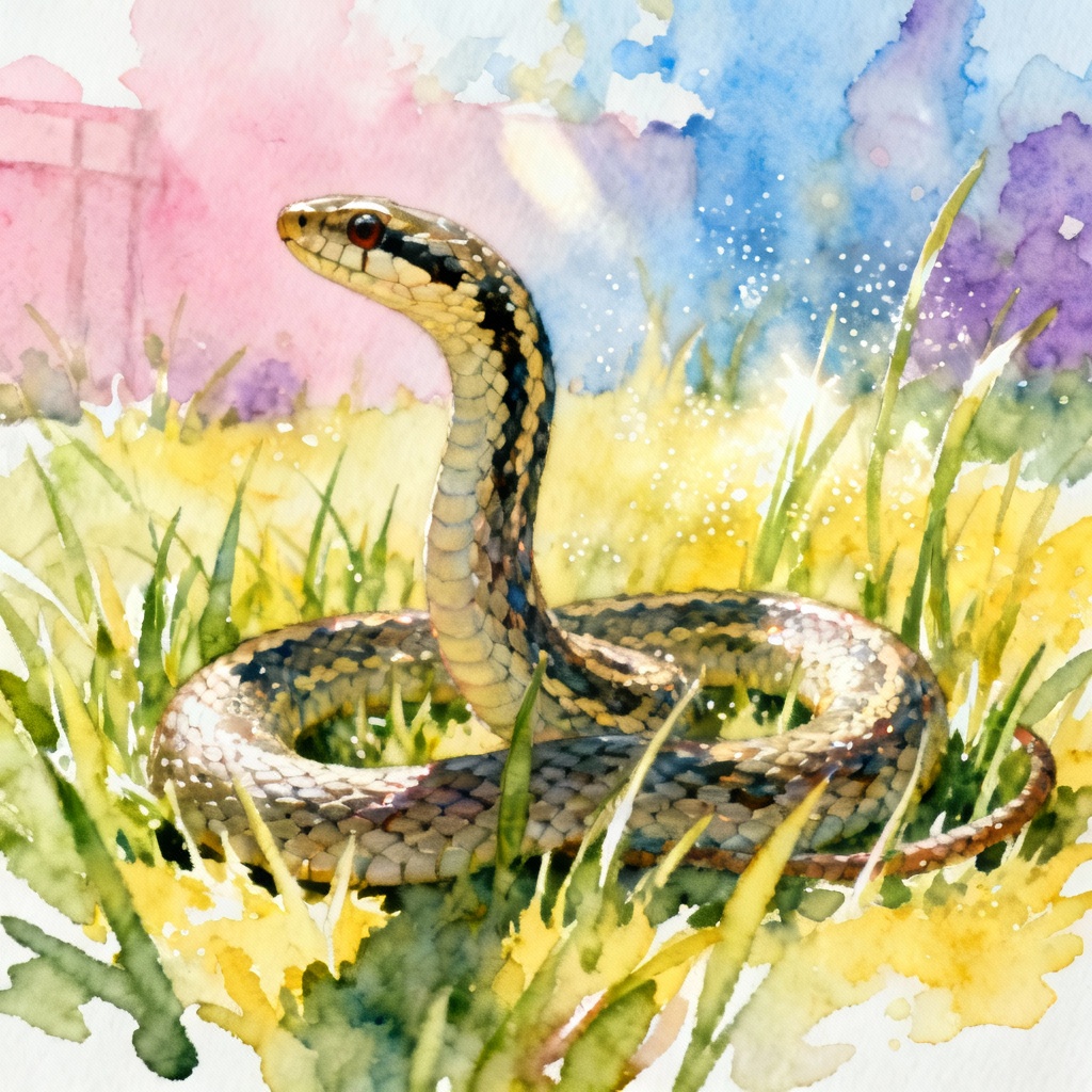 AI Watercolor Garden Snake
