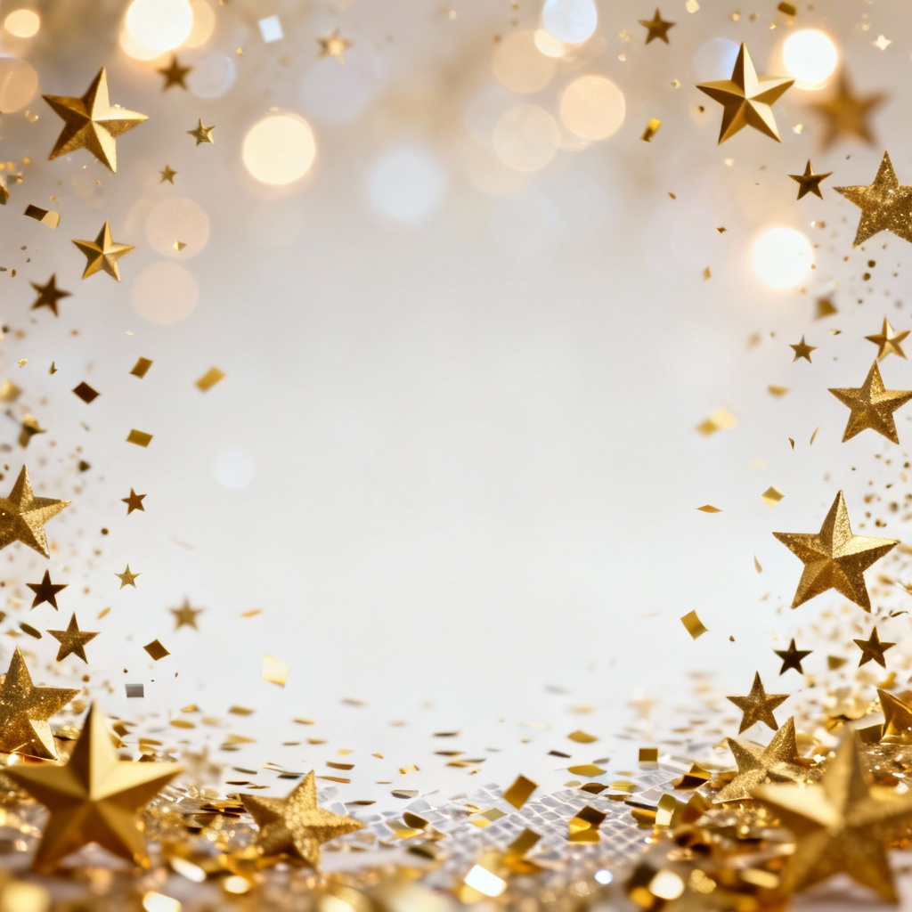 Gold star border with confetti frame