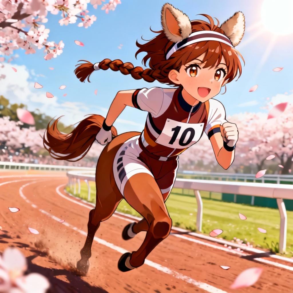 AI Uma Musume style horse girl at racetrack