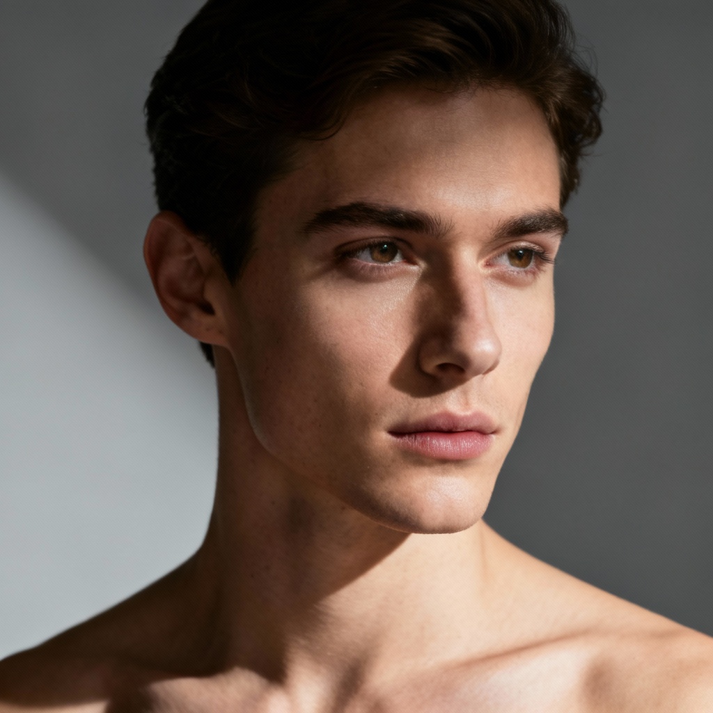 AI studio cinematic portrait with classic Rembrandt lighting