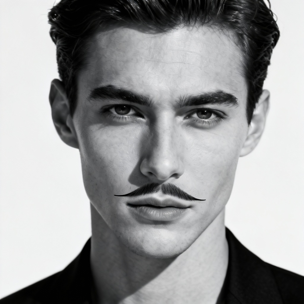 AI pencil moustache style on portrait