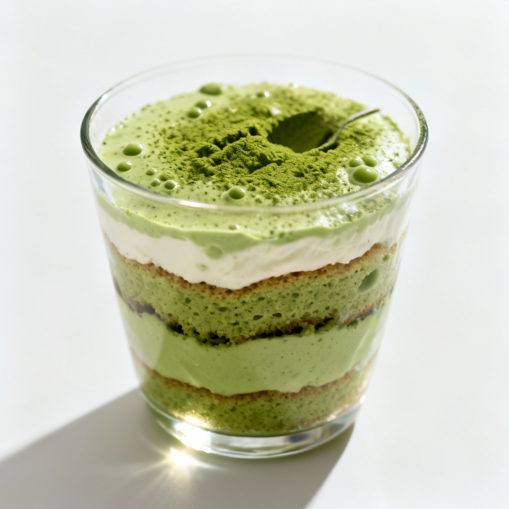 AI dessert macro of matcha tiramisu