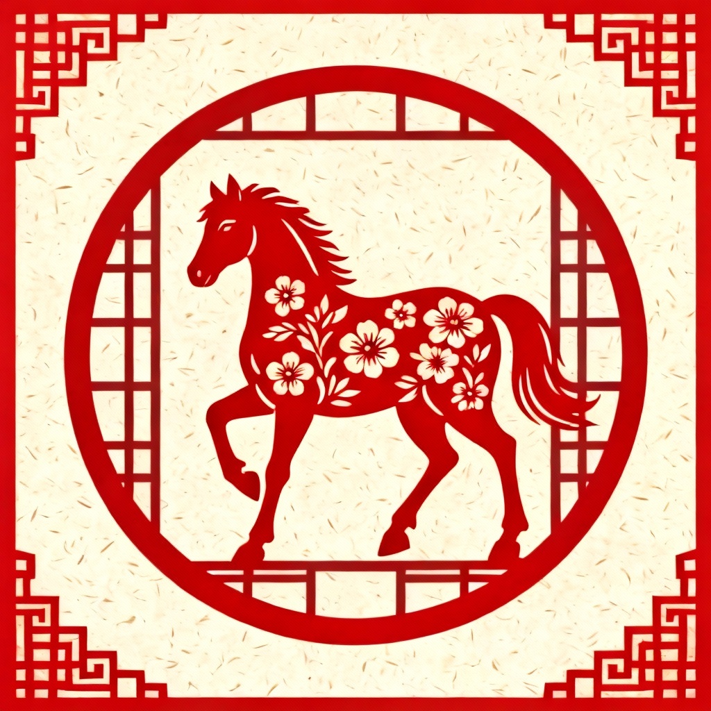 AI paper-cut Year of the Horse illustration