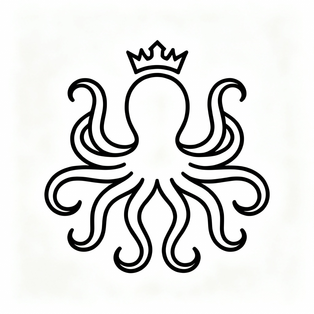 Vector-style minimal octopus logo with monoline lines