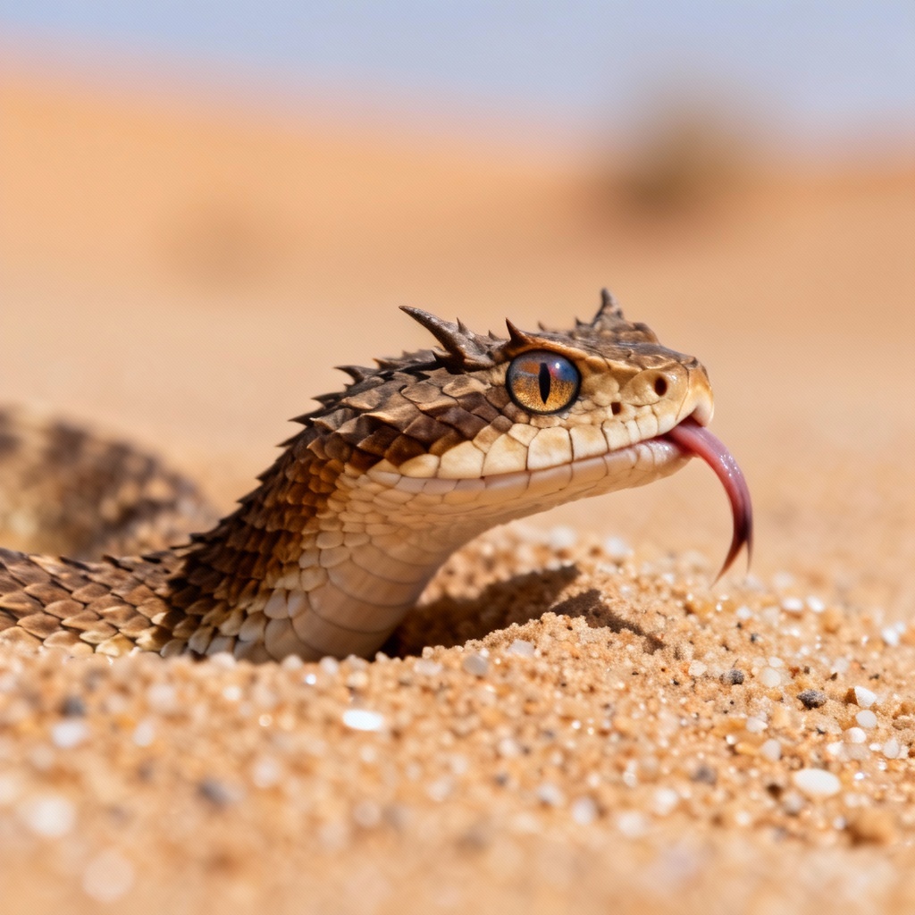 AI Photorealistic Horned Viper Close-Up