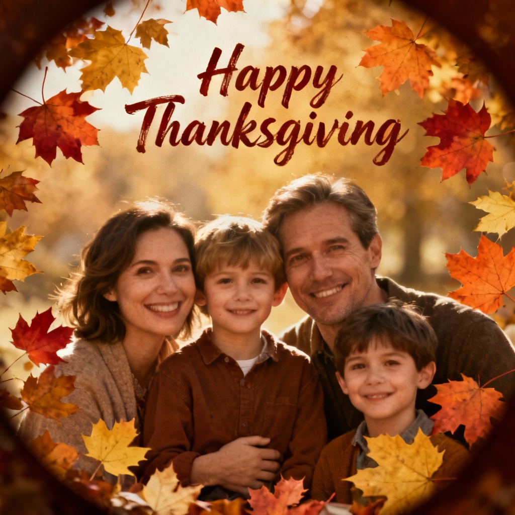 AI Thanksgiving effect applied to family photo