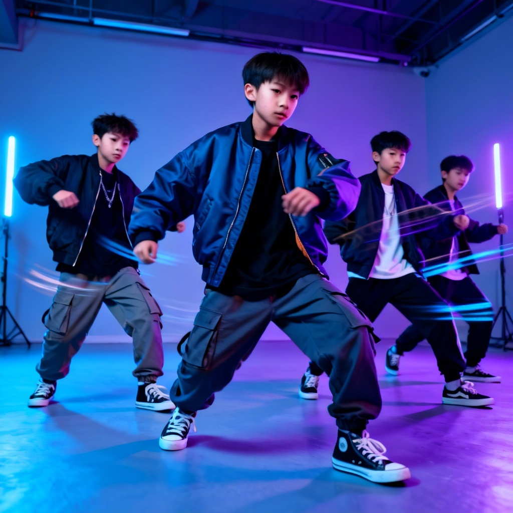 AI Korean idol boy group dance concept