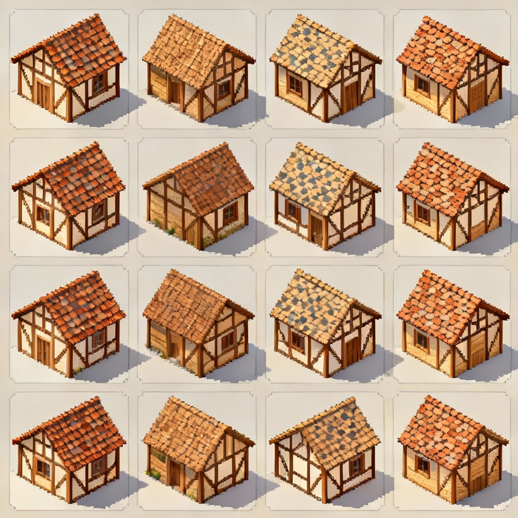 AI generated isometric medieval houses
